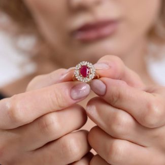 Ruby Diamond Cluster 1.75ct Ring