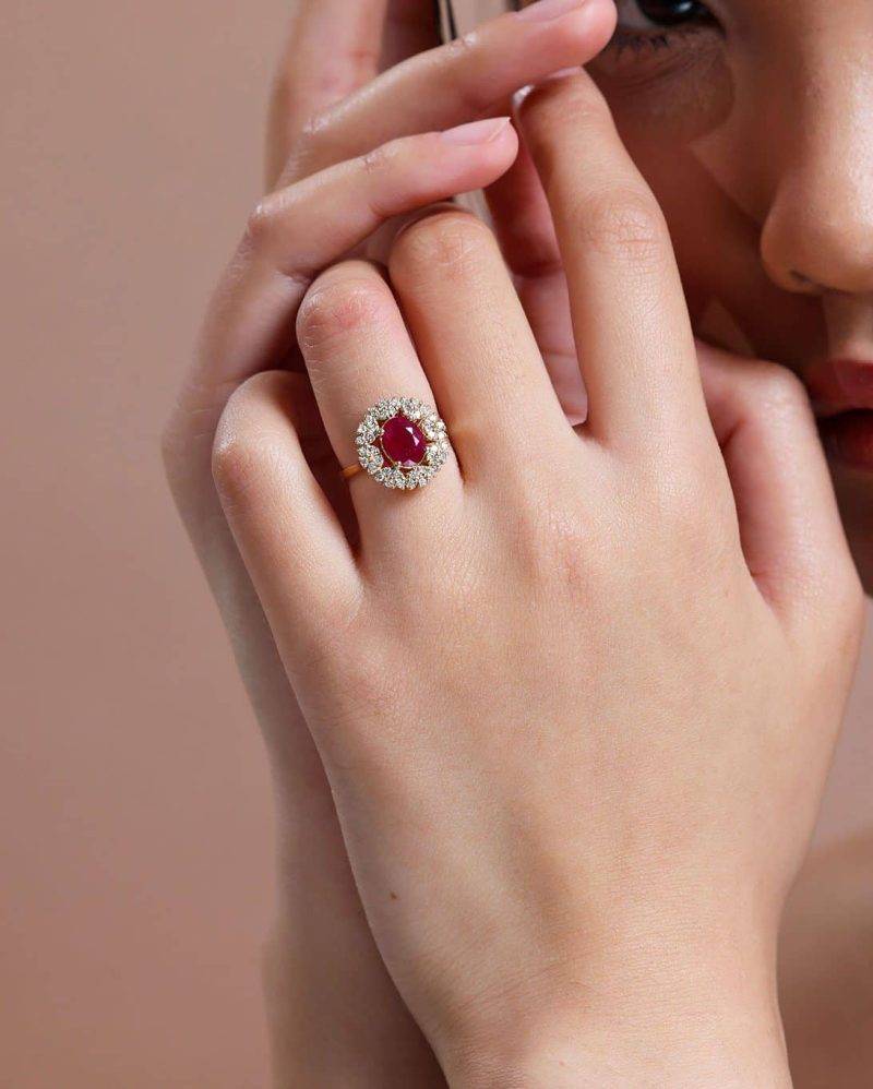 Ruby Diamond Cluster 1.75ct Ring