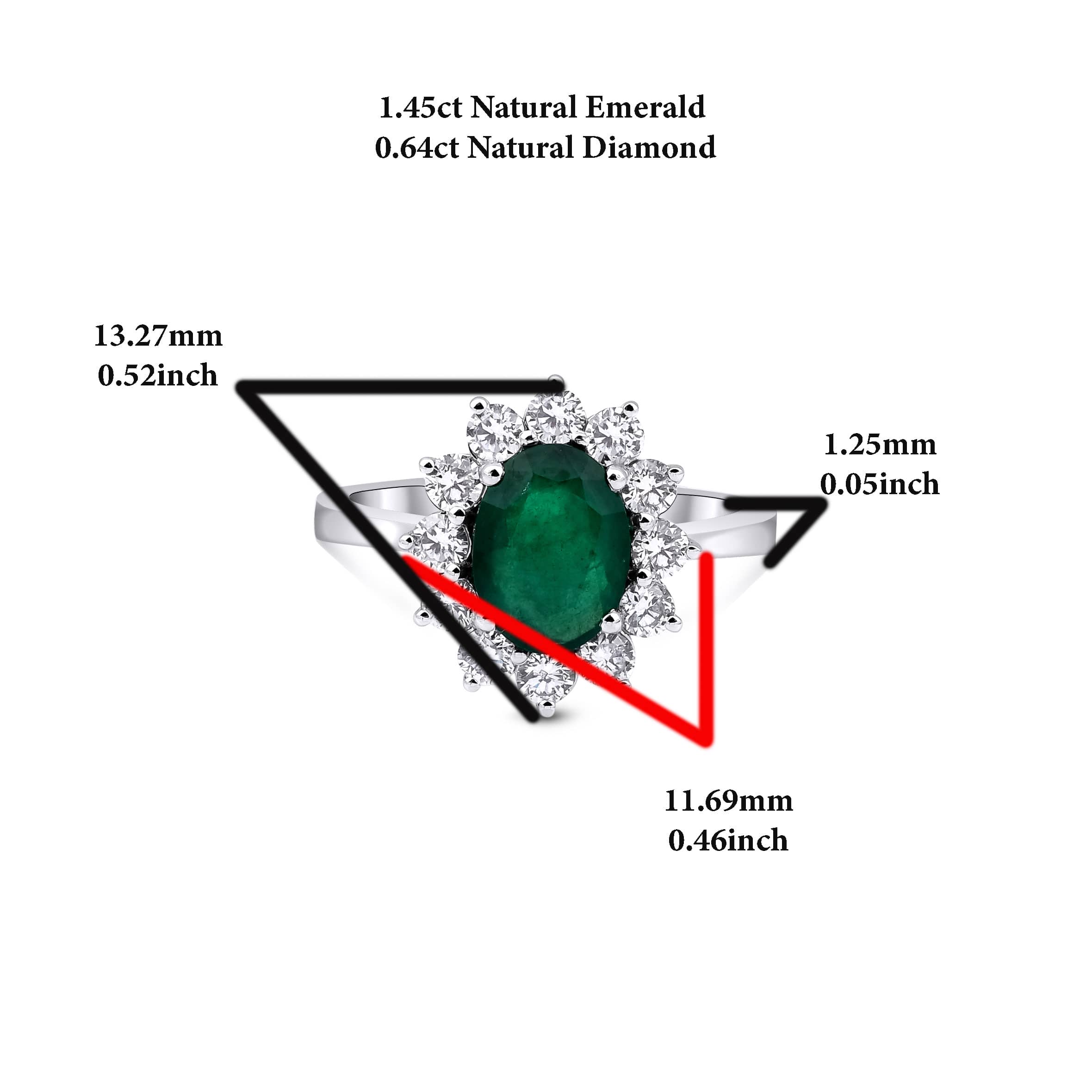 Emerald And Diamond Halo 2.09ct Ring