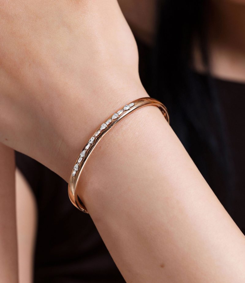 Mix Diamonds And Rose Gold Bangle 0.52ct Bracelet