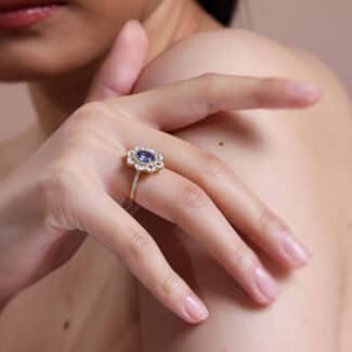 Ceylon Sapphire And Diamond Cluster 2.45ct Ring
