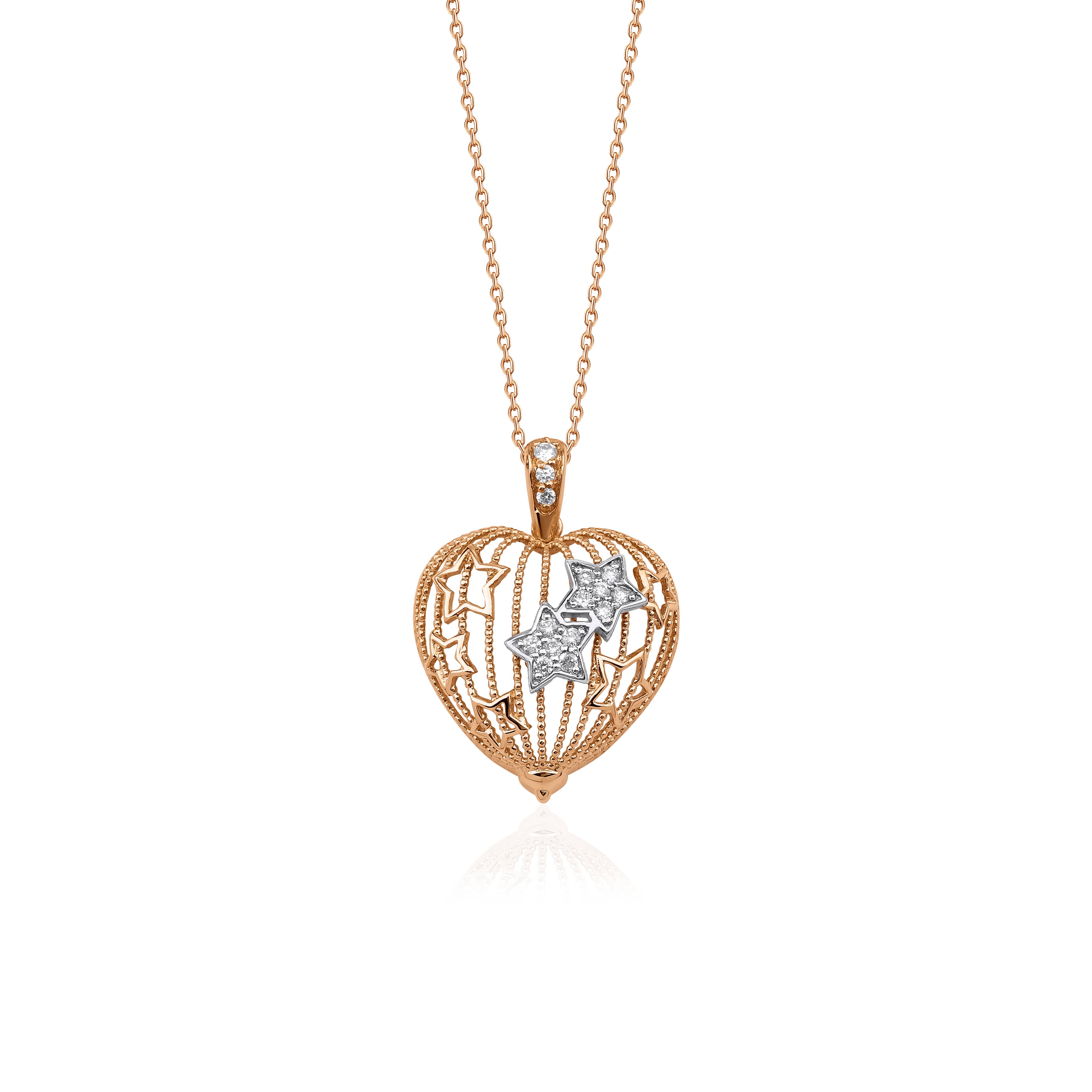 Star of my Heart Diamond And Solid Gold 0.28ct Necklace