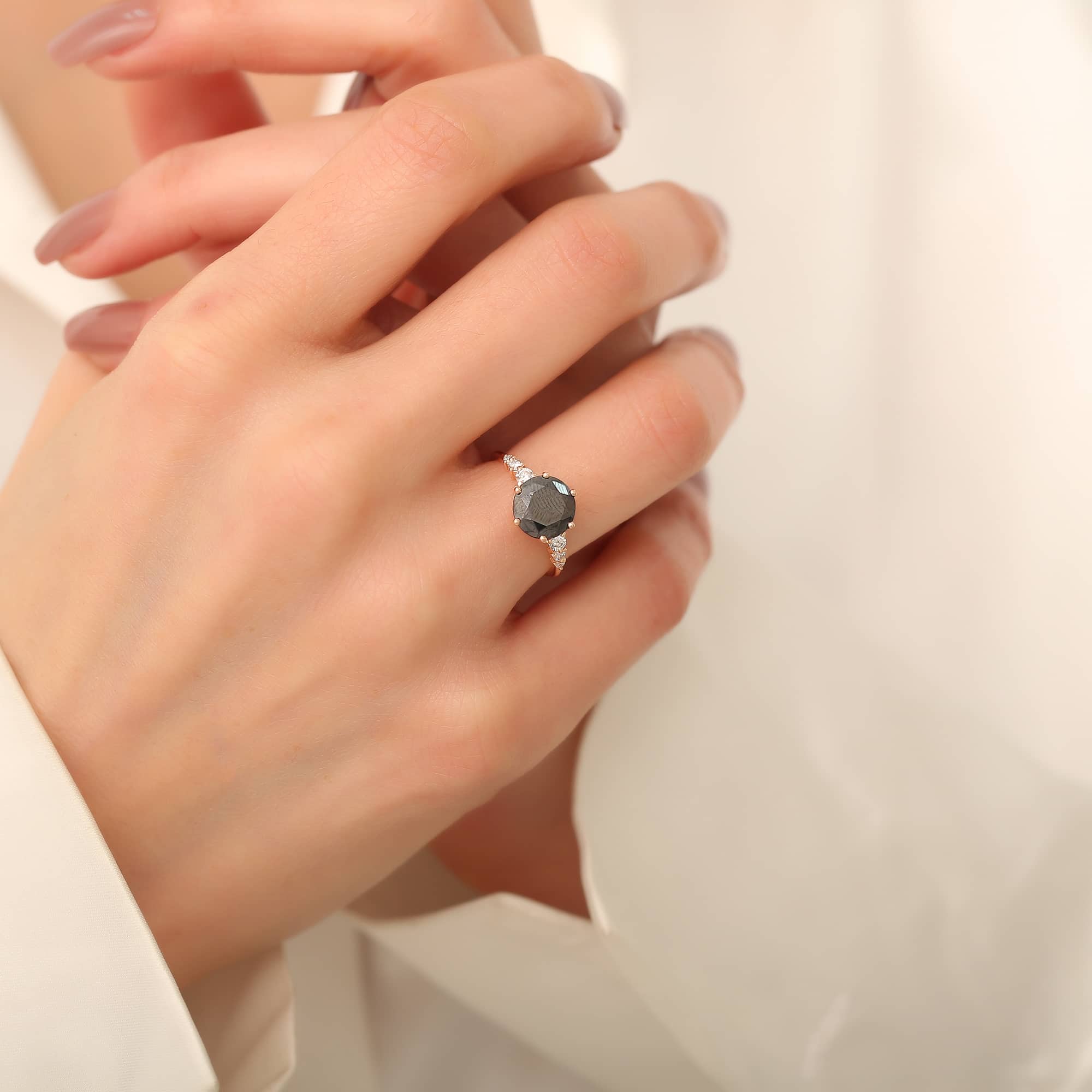 Black Diamond 2.39ct Engagement Ring