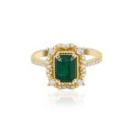 Emerald And Diamond Engagement 1.41ct Ring
