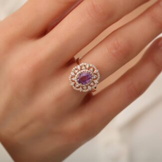 Pink Sapphire 2.36ct Diamond Ring
