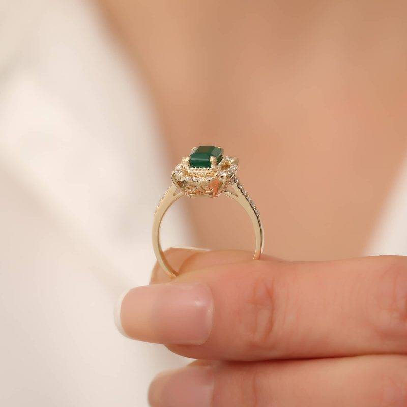 Emerald And Diamond Engagement 1.41ct Ring