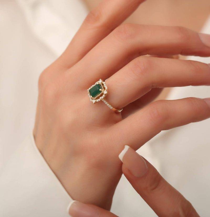 Emerald And Diamond Engagement 1.41ct Ring