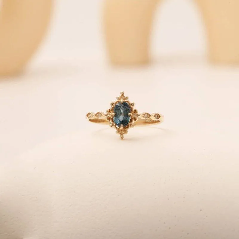 Teal Sapphire Engagement 0.72ct Ring