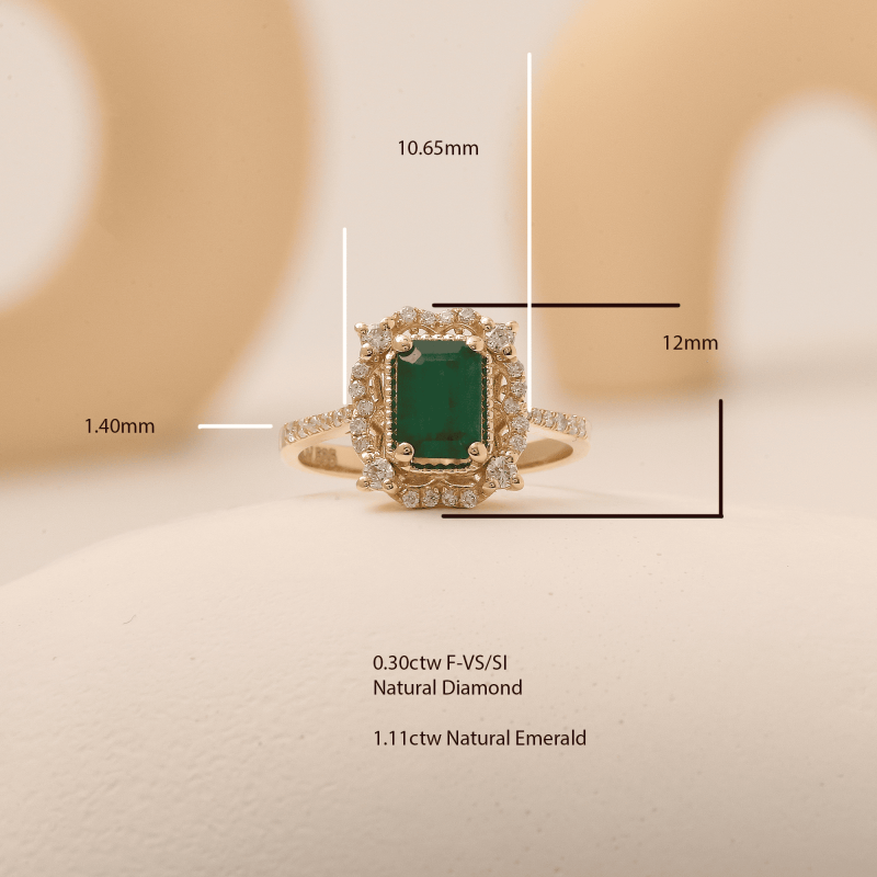 Emerald And Diamond Engagement 1.41ct Ring