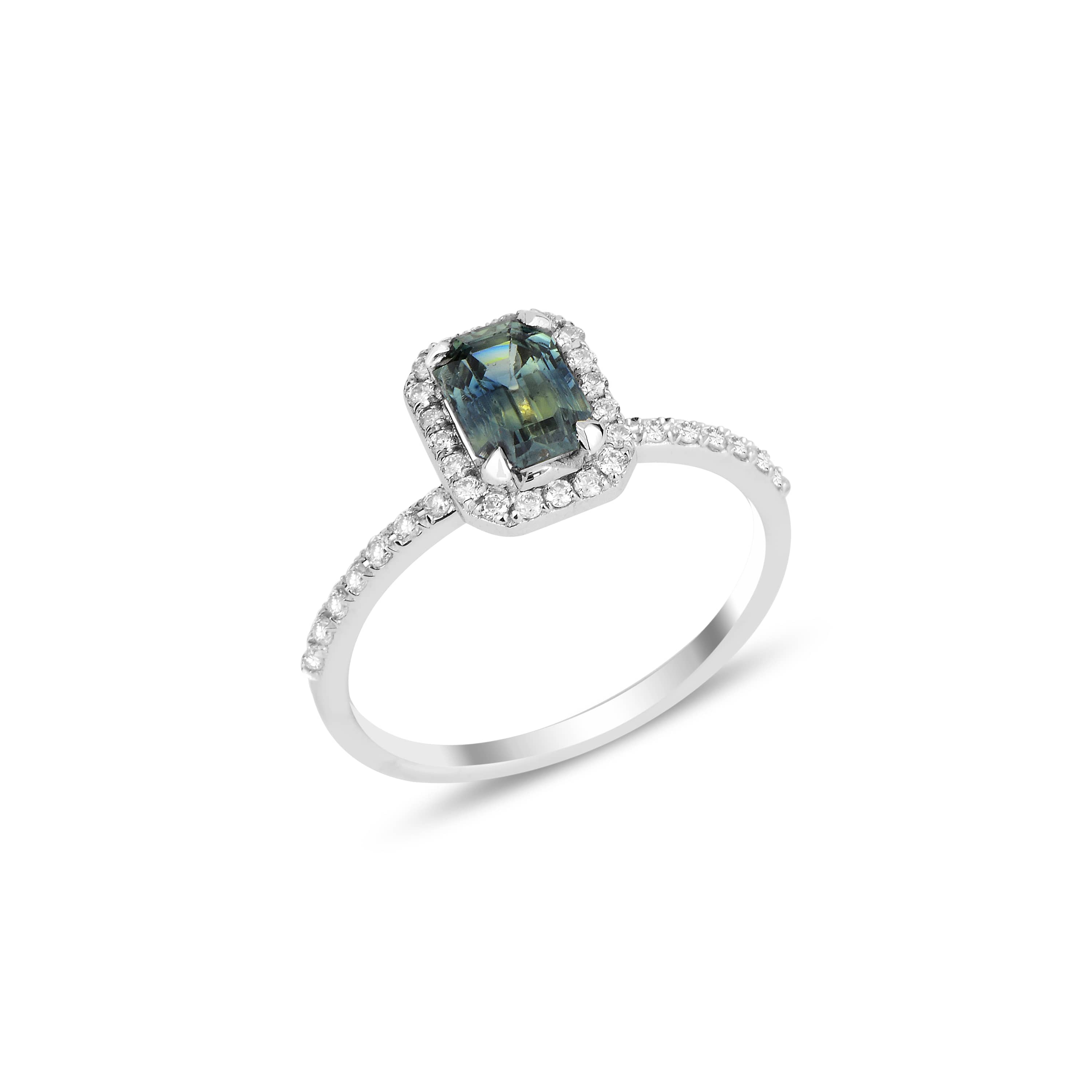 Teal Sapphire And Diamond 1.30ct Ring