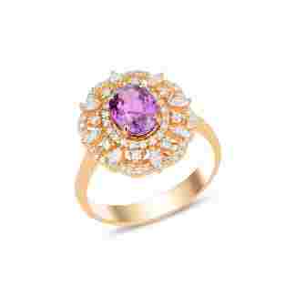 Pink Sapphire 2.36ct Diamond Ring