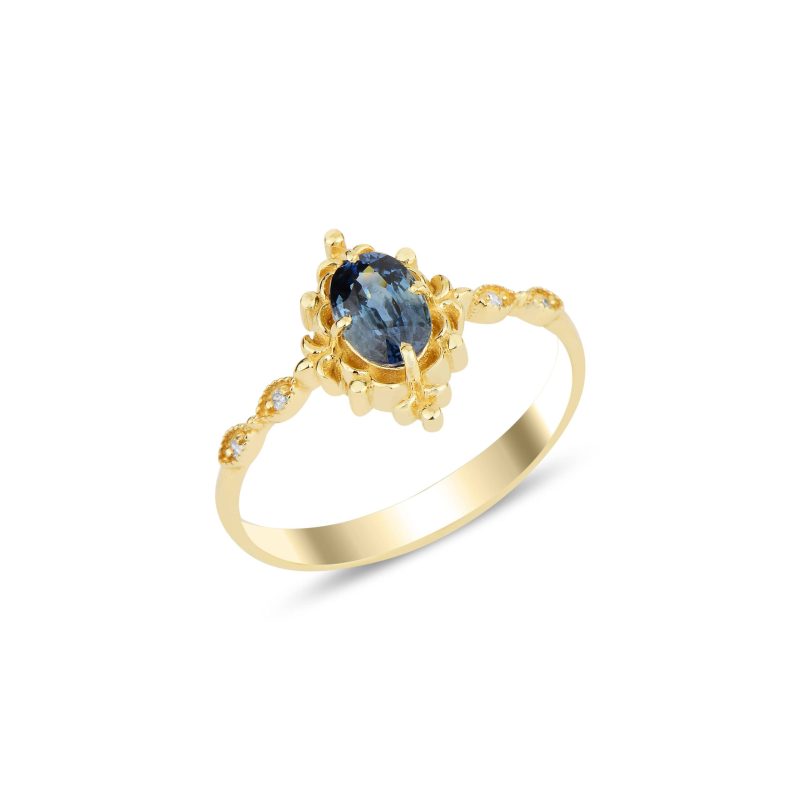 Teal Sapphire Engagement 0.72ct Ring