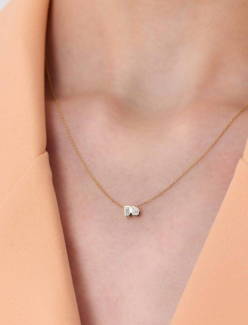 0.20ct Diamond ''Toi Et Moi Solid'' Gold Necklace