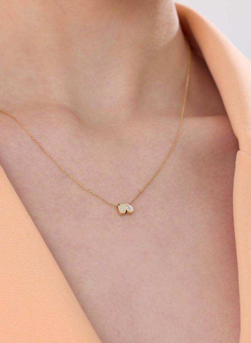 0.20ct Diamond ''Toi Et Moi Solid'' Gold Necklace