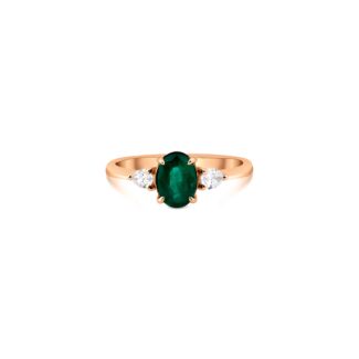 Emerald And Diamond Tria 1.08ct Ring