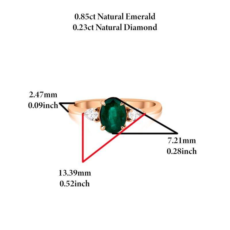 Emerald And Diamond Tria 1.08ct Ring