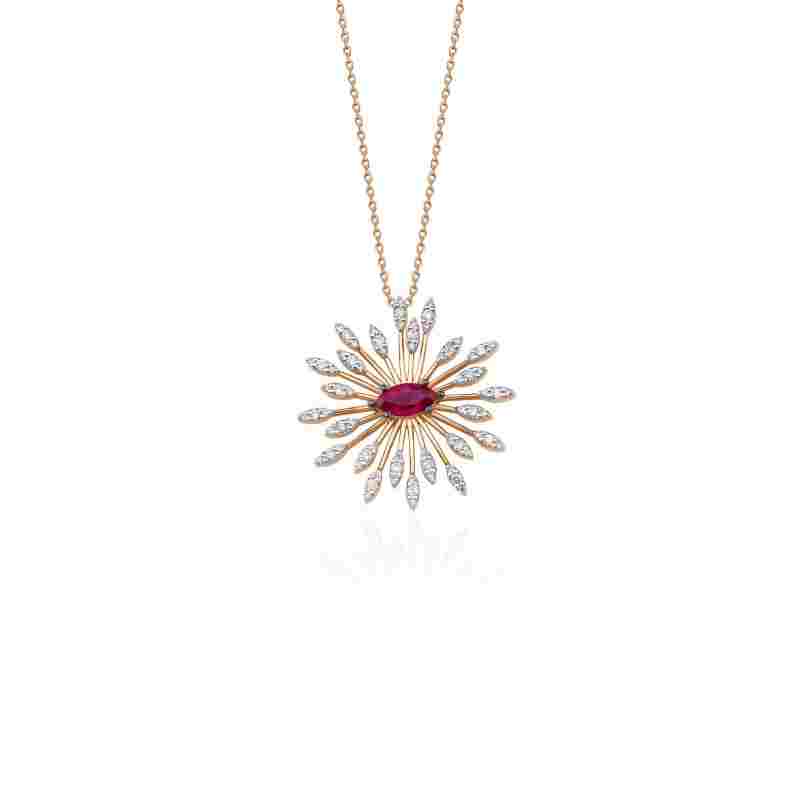 Ruby And Diamond Sun 0.97ct Necklace