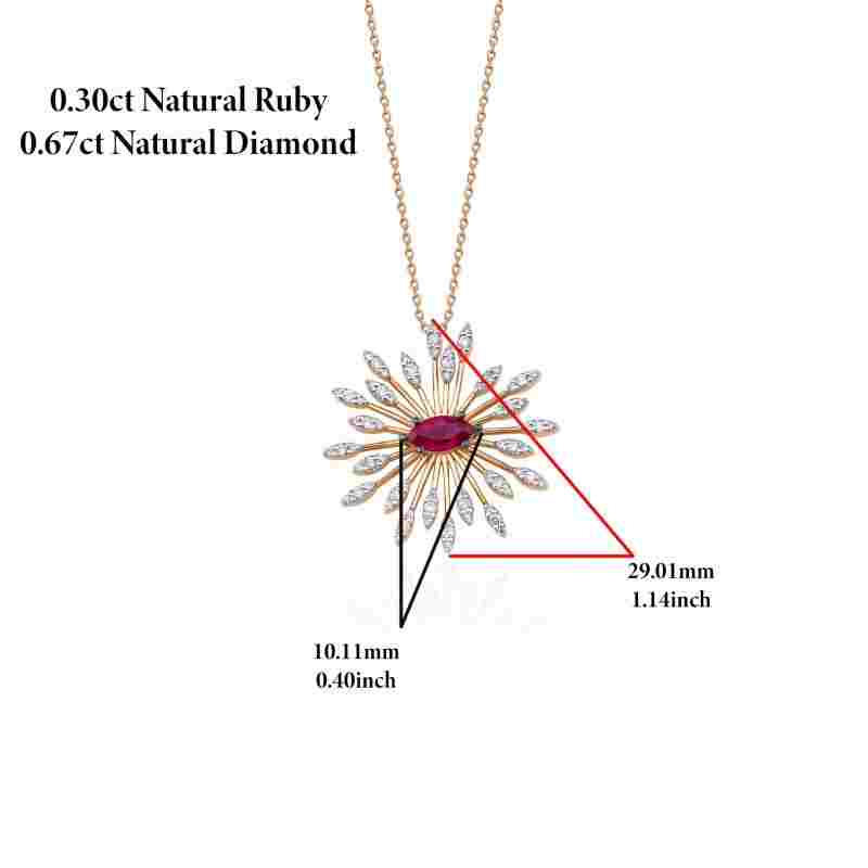 Ruby And Diamond Sun 0.97ct Necklace