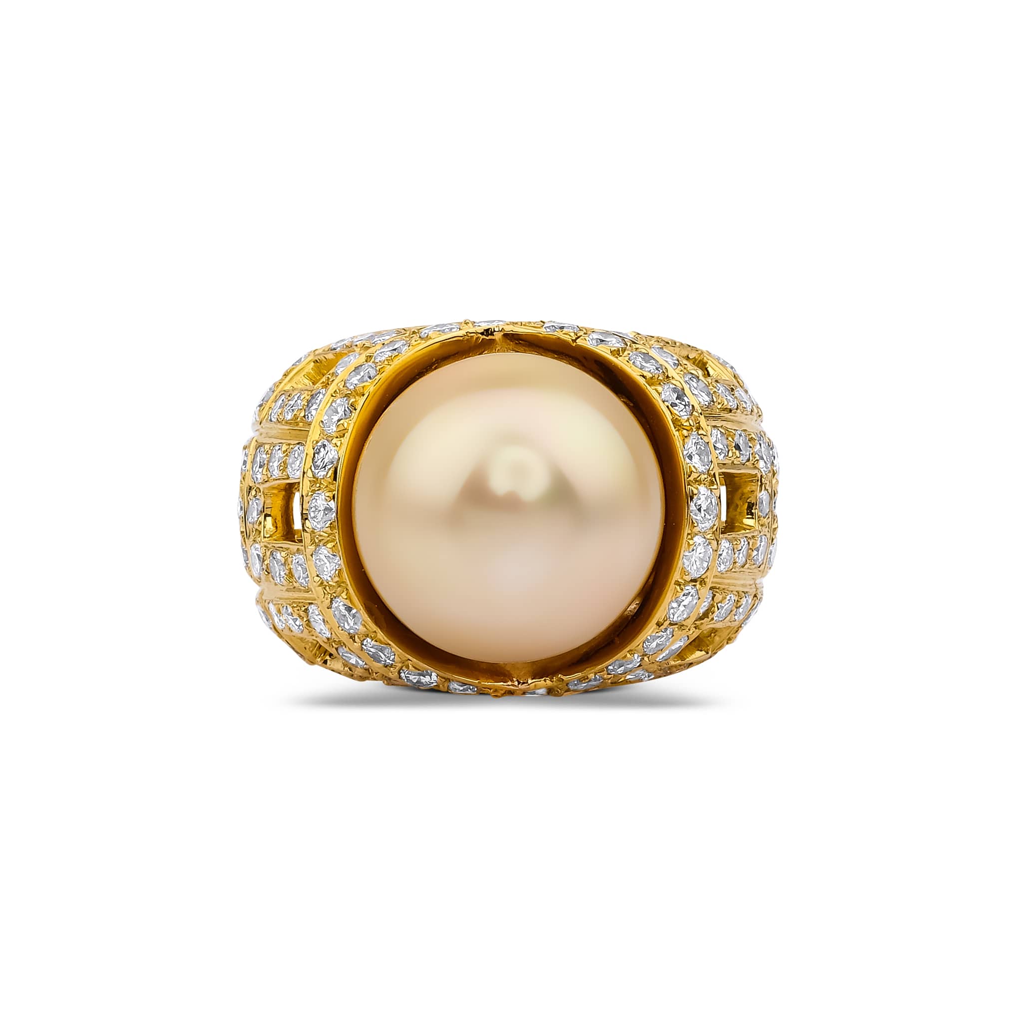 Mallorca Pearl And 1.00ct Diamond Solid Gold Ring
