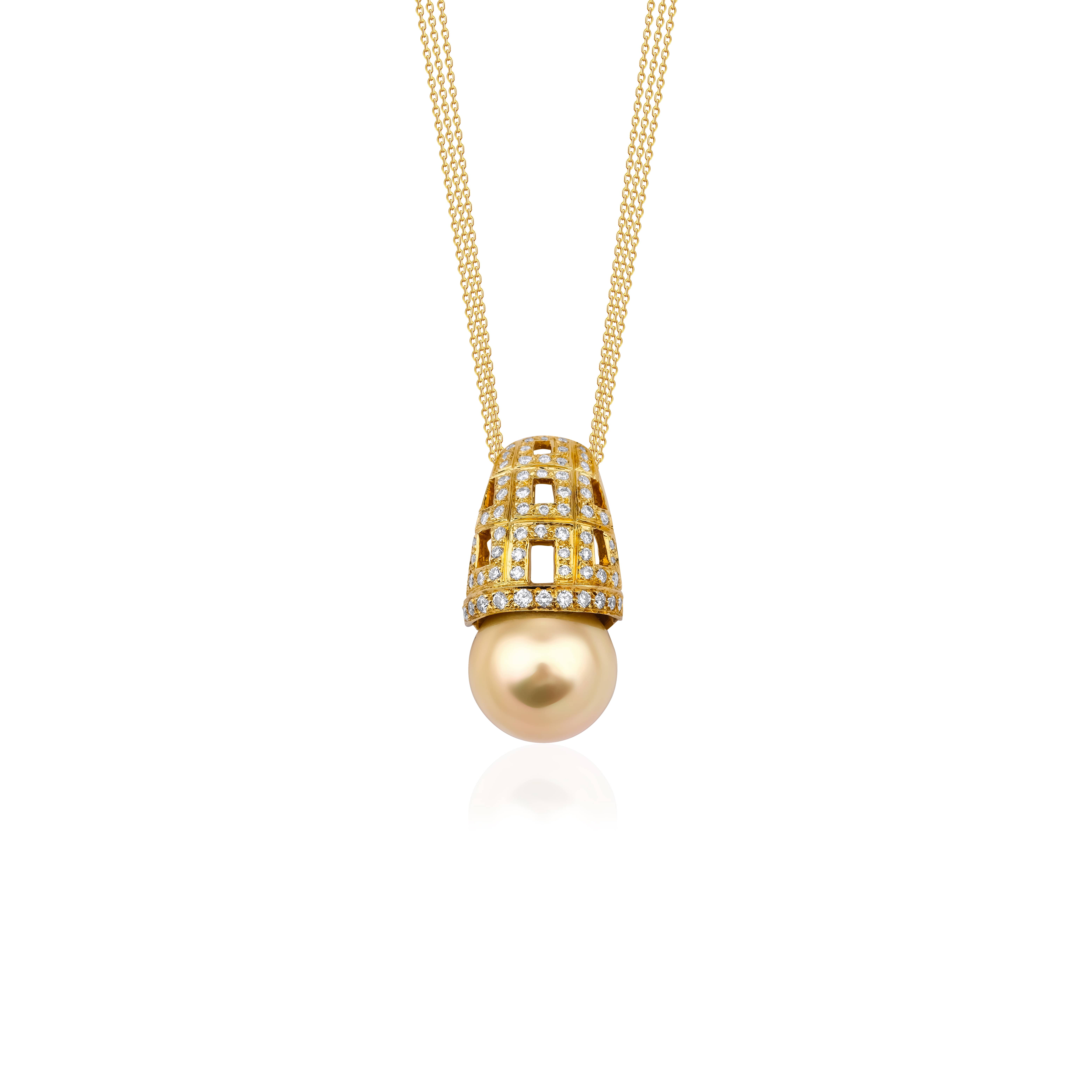 Mallorca Pearl And 1.10ct Diamond Solid Gold Necklace
