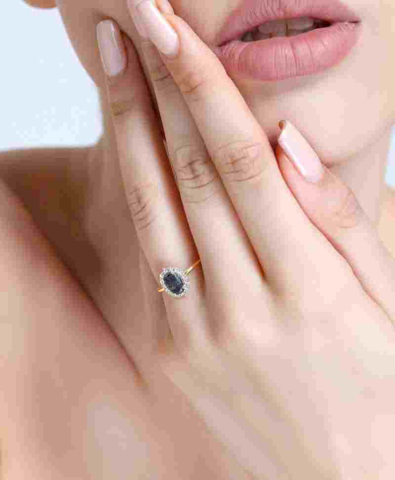 Salt And Pepper Diamond Halo 1.17ct Ring