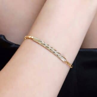 Cylinder Shaped Diamond And Solid Gold 0.42ct Bracelet