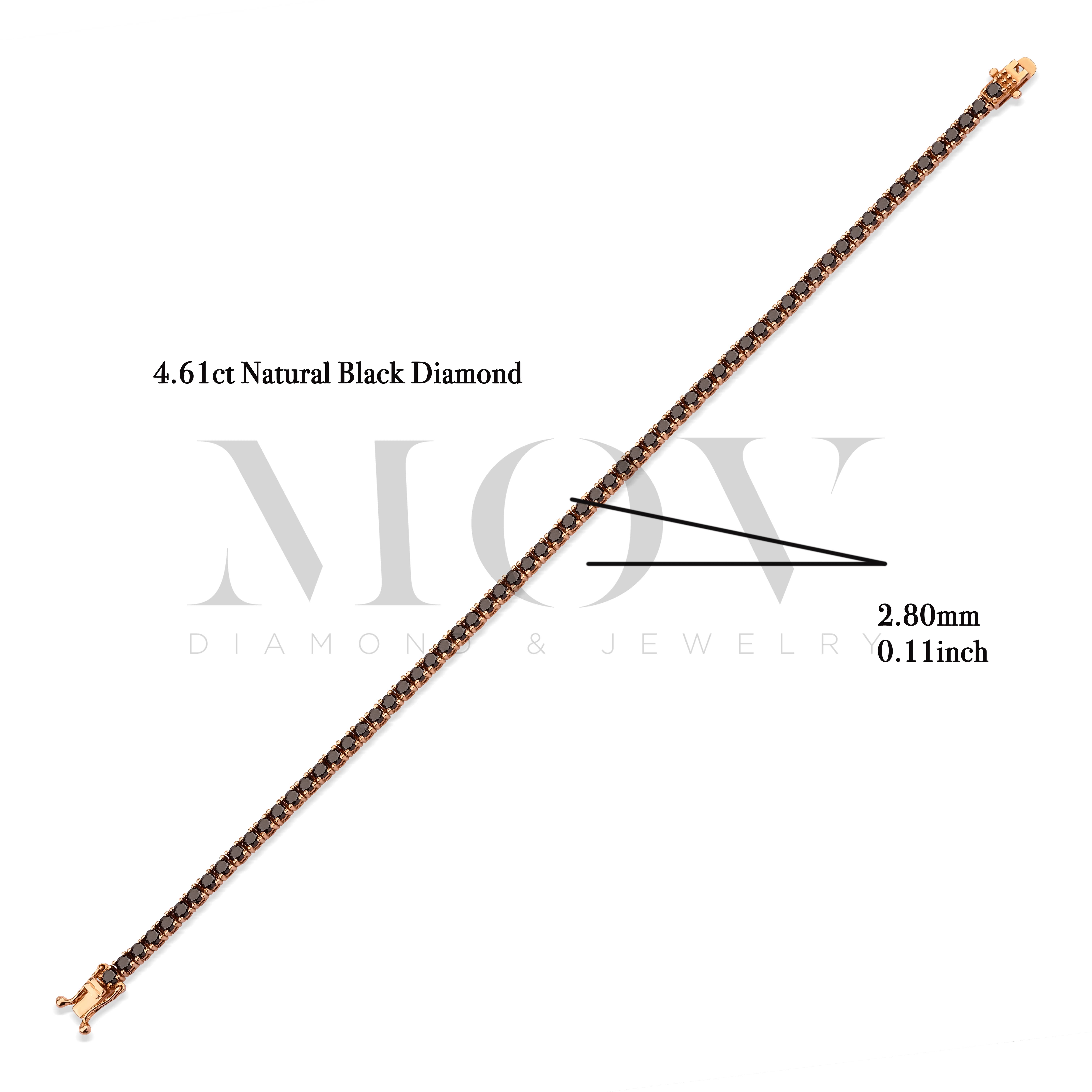 Black Diamond And Solid 14kt Gold Tennis 4.60ct Bracelet