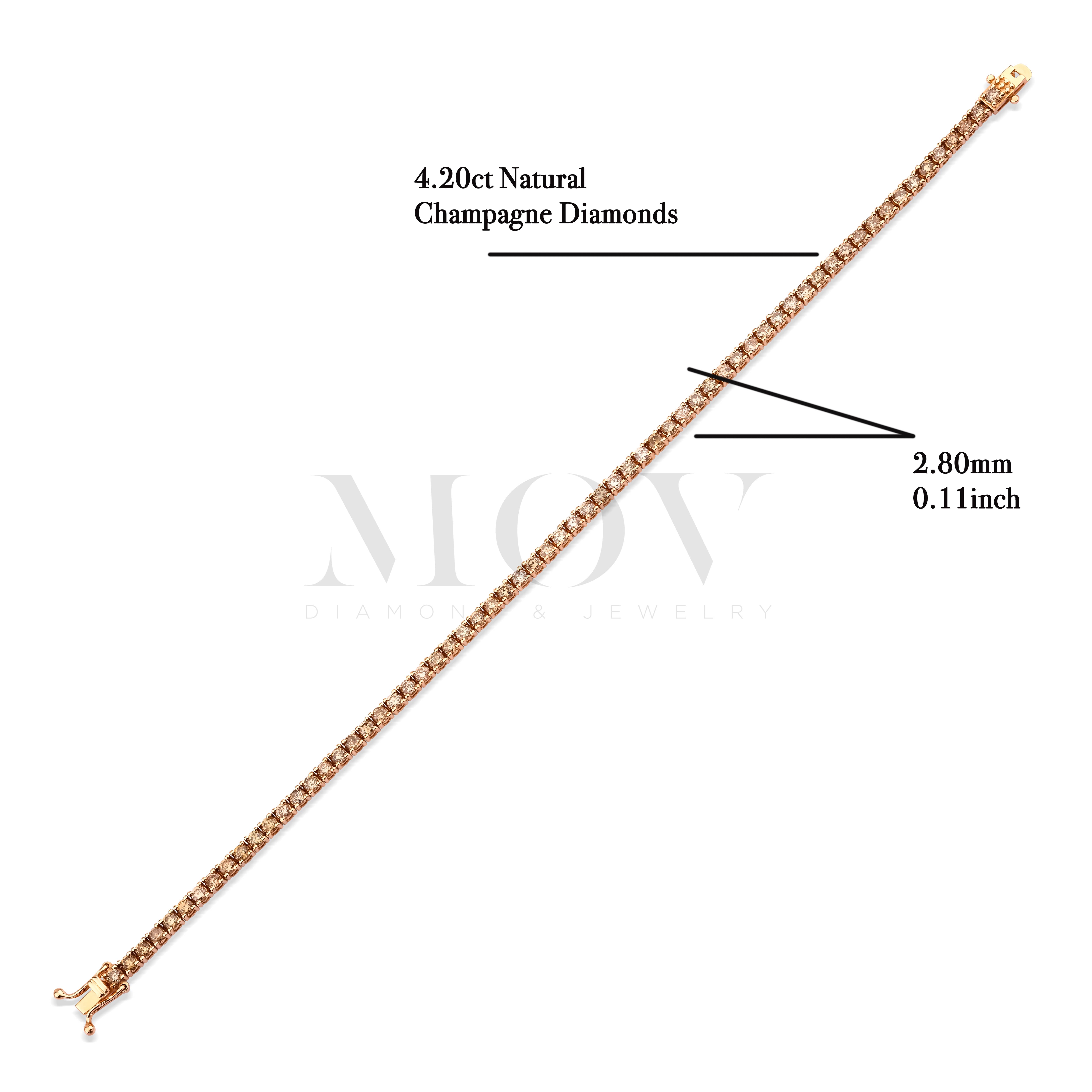 Champagne Diamond Tennis 4.20ct Bracelet
