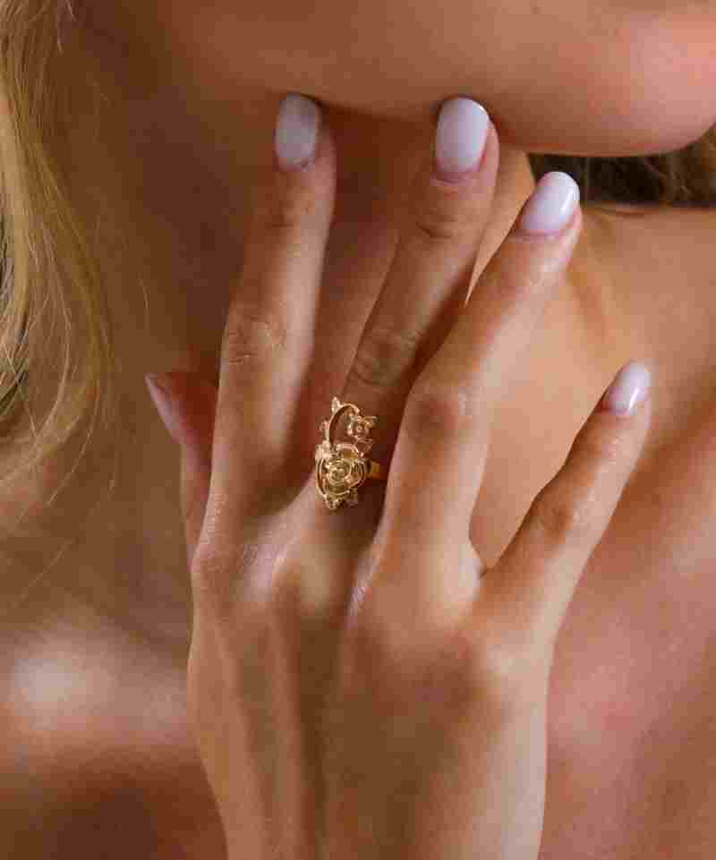 Rose Garden Solid Gold Ring