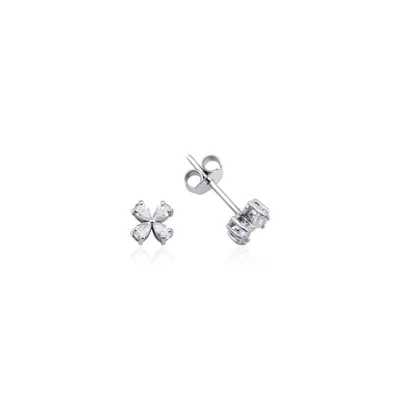 Pear Diamond 0.40ct Floral Design Solid Gold Studs