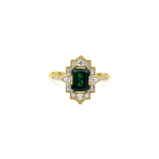 Emerald And Diamond Art Deco 1.22ct Ring