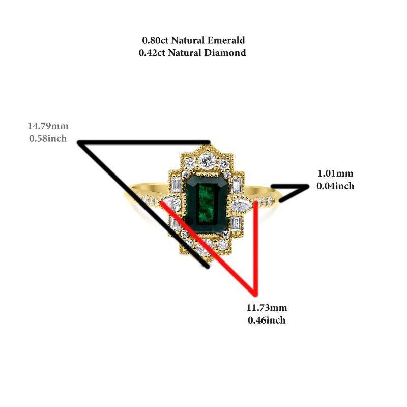 Emerald And Diamond Art Deco 1.22ct Ring