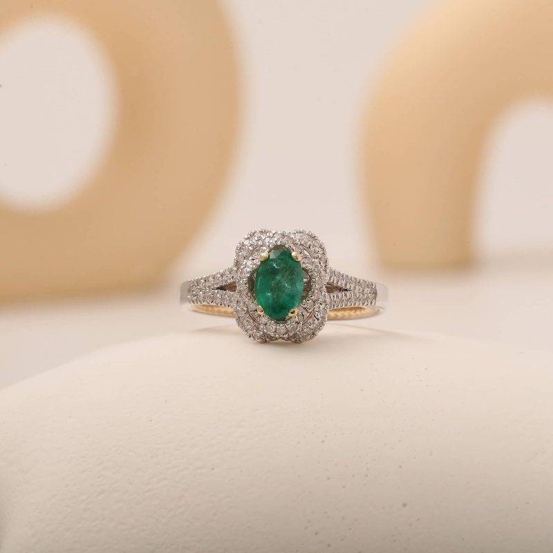 Emerald And Diamond 1.17ct Ring