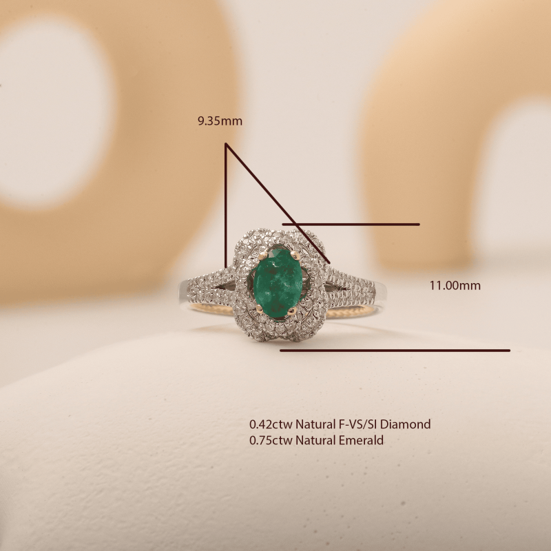 Emerald And Diamond 1.17ct Ring