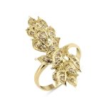 Vintage Leaf Diamond 0.30ct Ring