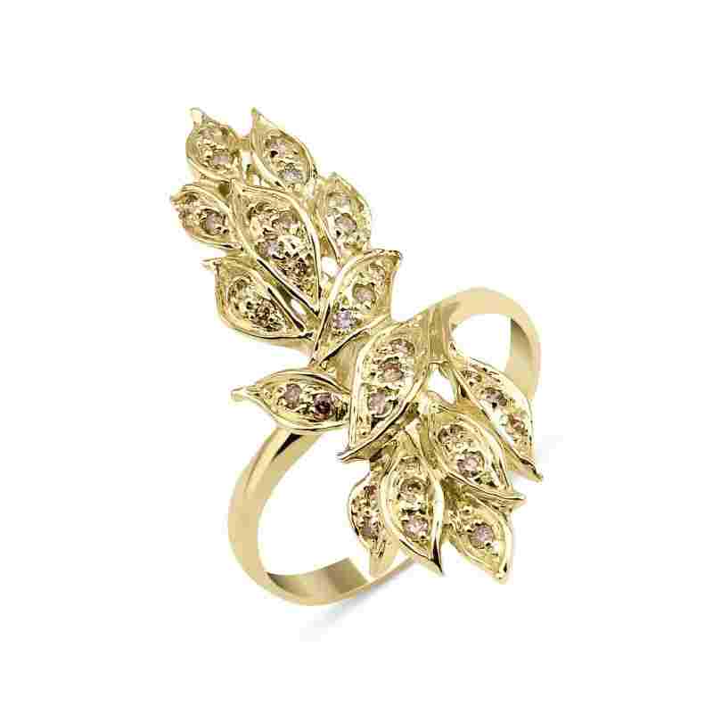 Vintage Leaf Diamond 0.30ct Ring