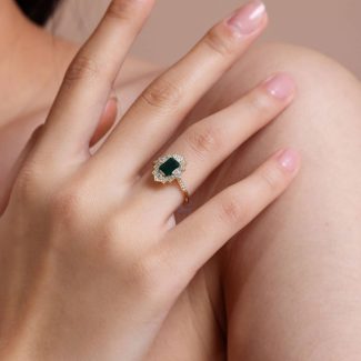 Emerald And Diamond Art Deco 1.22ct Ring