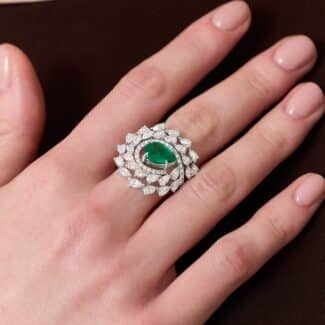 3.60ct Emerald And Diamond Cocktail Ring