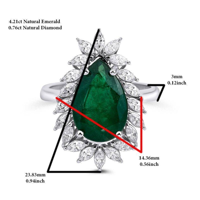 Emerald And Marquise Diamond Cocktail 4.97ct Ring