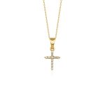 0.13ct Natural Diamond and Solid Gold Cross Necklace