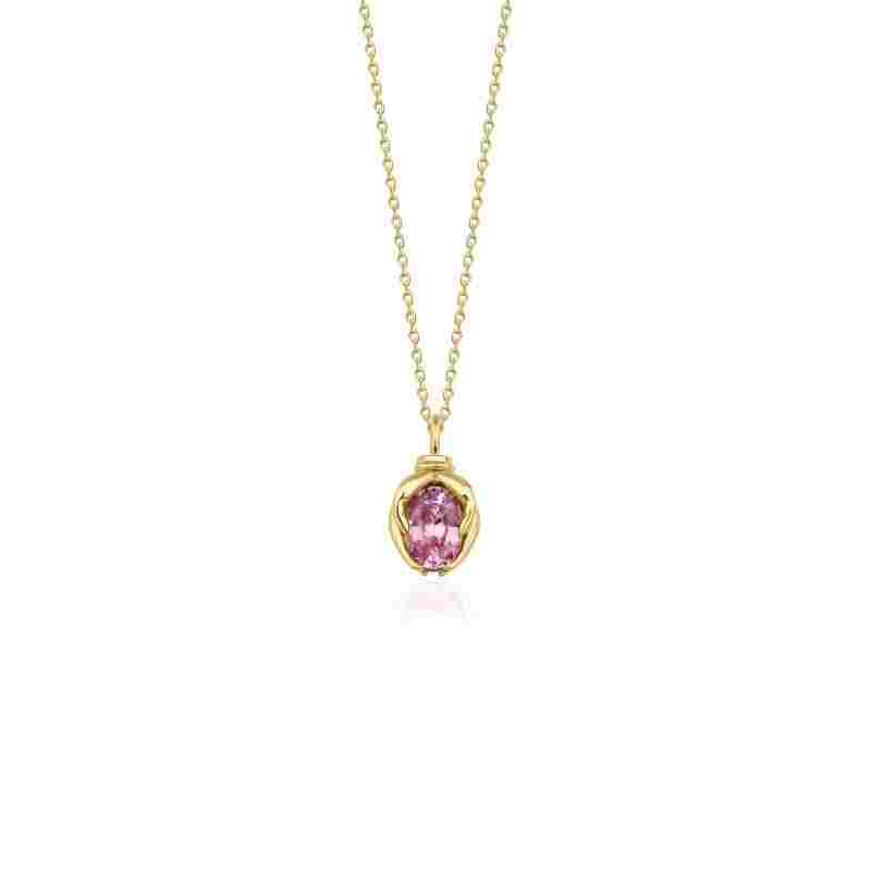 Pink Sapphire  ''Praying Hands''  Necklace