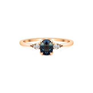 Teal Sapphire And Diamond Tria 0.90ct Rİng