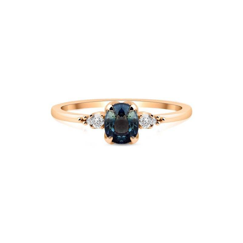 Teal Sapphire And Diamond Tria 0.90ct Rİng