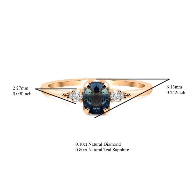 Teal Sapphire And Diamond Tria 0.90ct Rİng