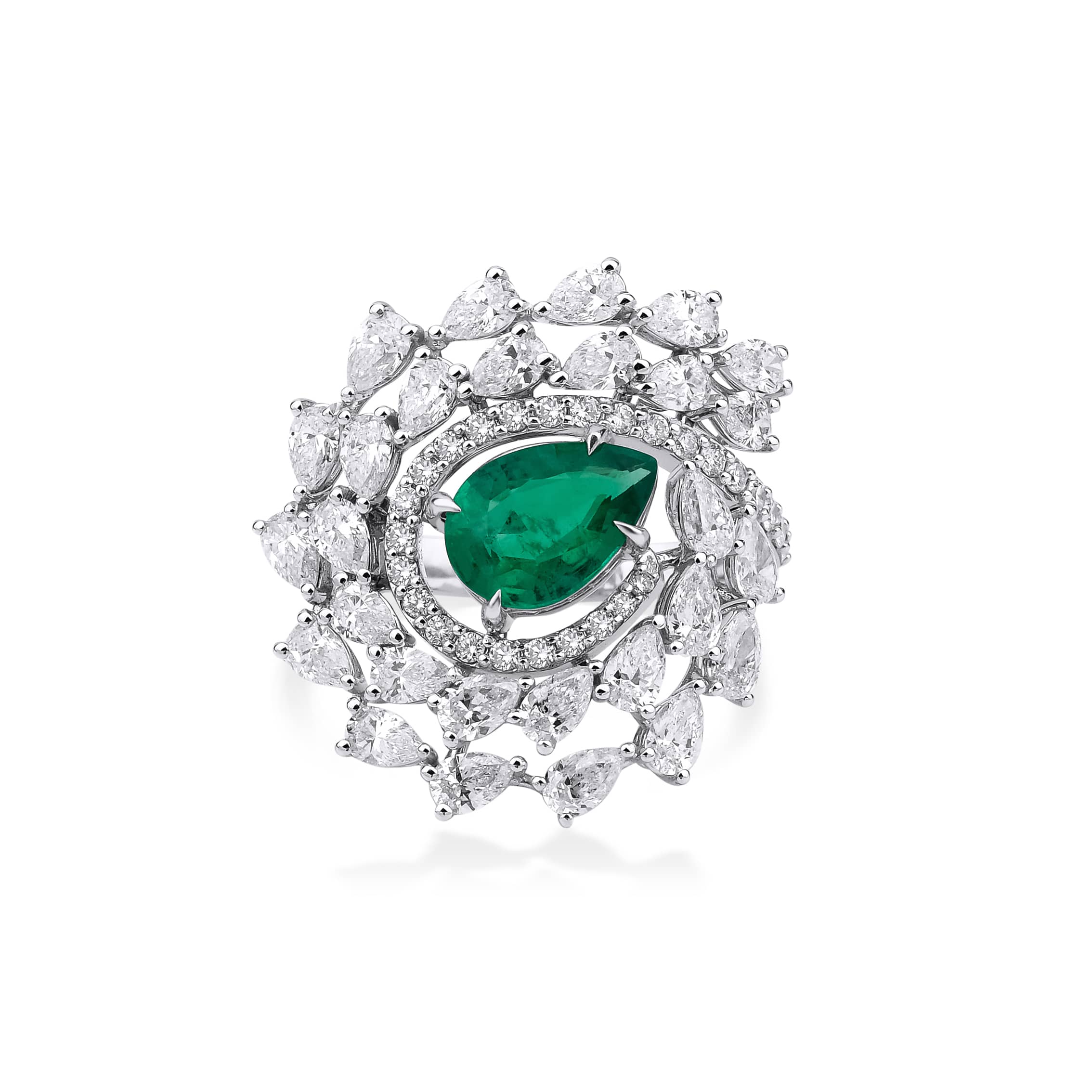 3.60ct Emerald And Diamond Cocktail Ring