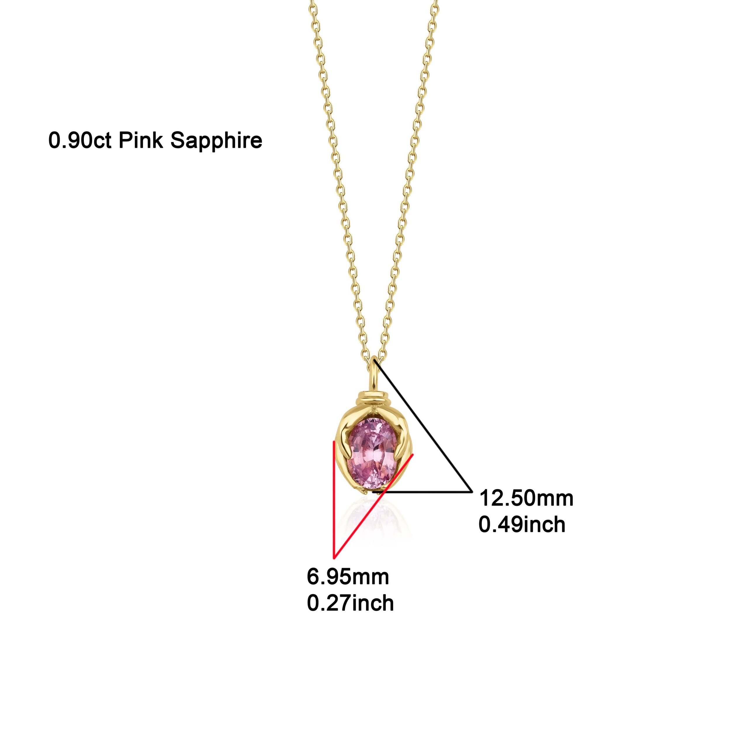 Pink Sapphire  ''Praying Hands''  Necklace