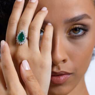 Emerald And Marquise Diamond Cocktail 4.97ct Ring