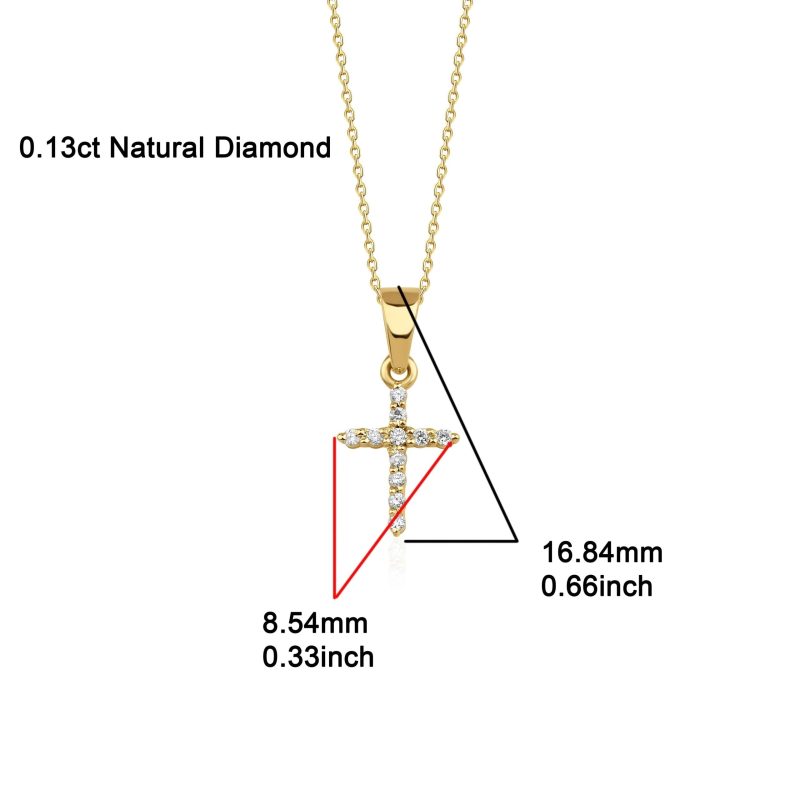 0.13ct Natural Diamond and Solid Gold Cross Necklace