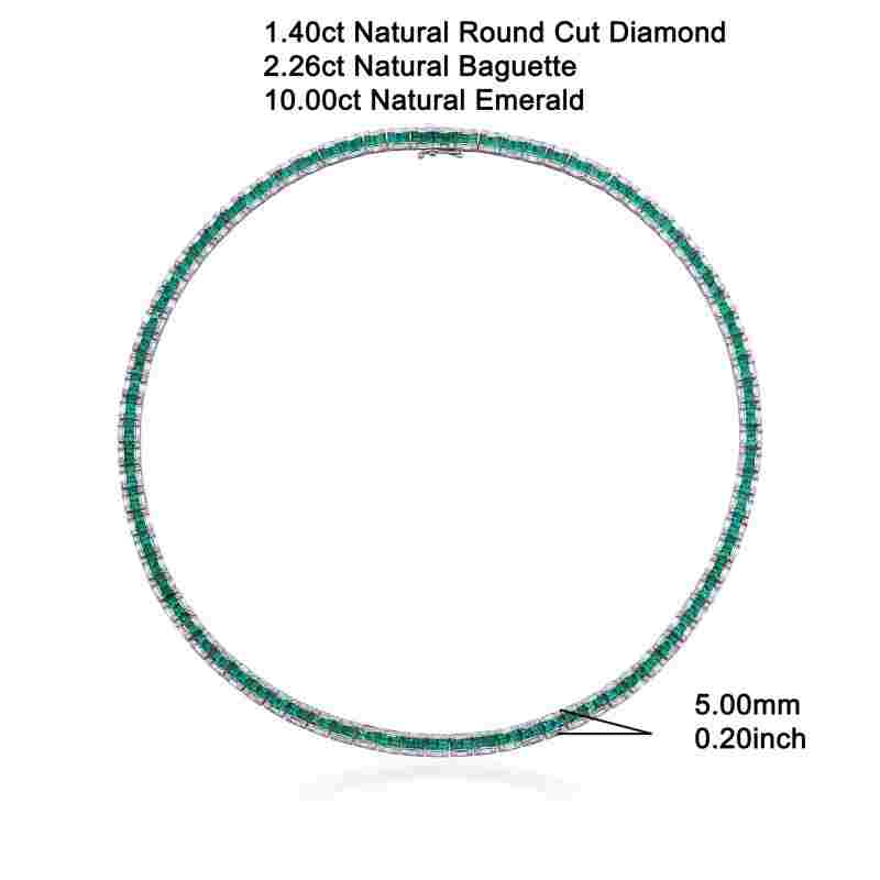 13.66ct Emerald And Diamond Tennis Necklace