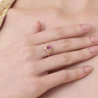 Pink Sapphire And Diamond 0.86ct Flower Ring